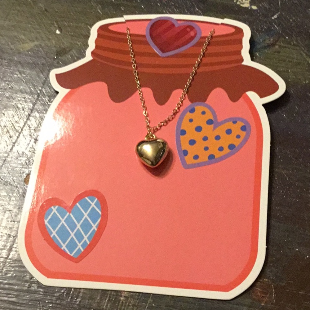 Gold puffy heart Pendant Necklace 20”